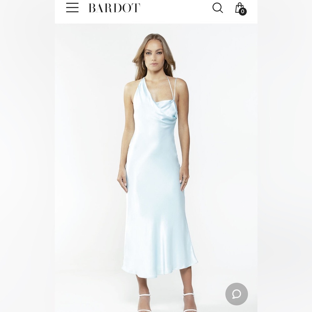 BARDOT Satin Midi Dress Cinderella Blue NWT Size Large NWT